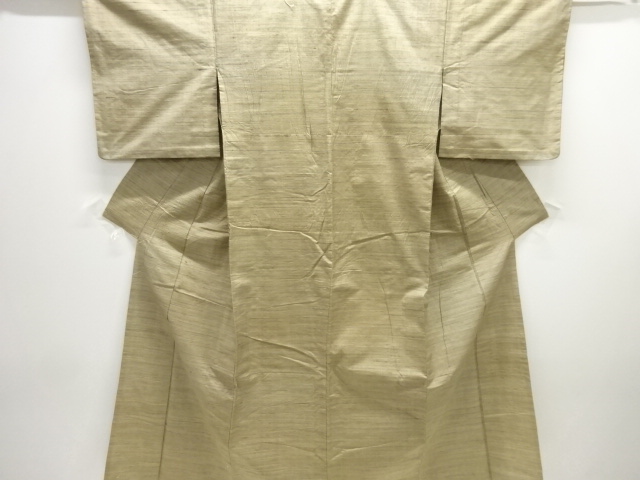 JAPANESE KIMONO / ANTIQUE HITOE KIMONO / SILK / TSUMUGI / WOVEN STRIPE